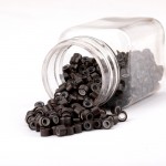 Inele microring cu silicon pentru extensii de par 500 bucati de 5mm Cod 07715 Saten Inchis